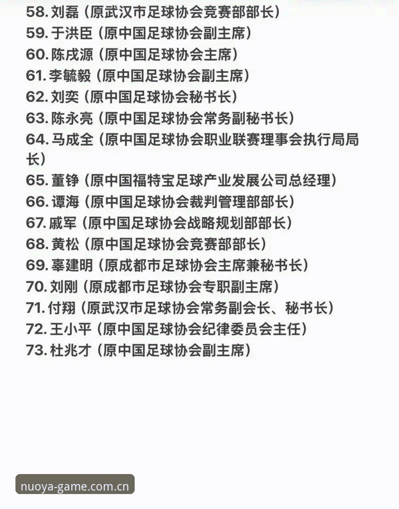 诺亚体育更新日志 中国足协第三批禁足名单详解:17人终身禁赛,48人受到行业处罚